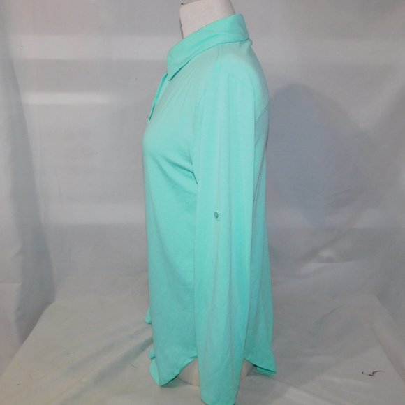 LulaRoe Womens S Seafoam Green long sleeve polo button front Blouse - Picture 6 of 11